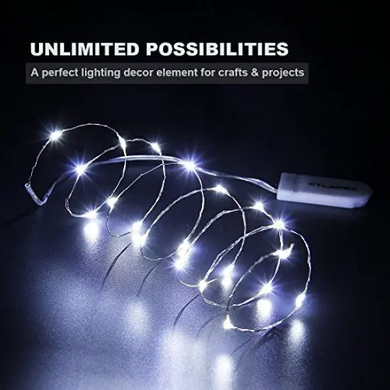 12 PCS Fairy Lights Cool White 3.3FT Silvery Copper Wire 20 LED String Lights Battery Powered, Starry String Lights Battery Operated Firefly Lights for Costume DIY Wedding Home Party Christmas {5}