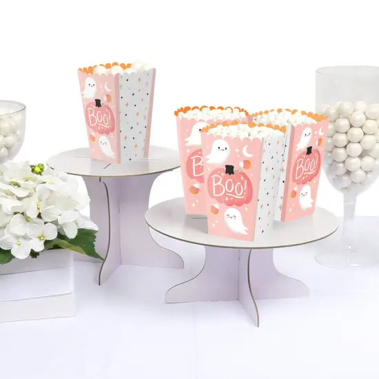 Big Dot of Happiness Pastel Halloween - Pink Pumpkin Party Favor Popcorn Treat Boxes - Set of 12 {4}
