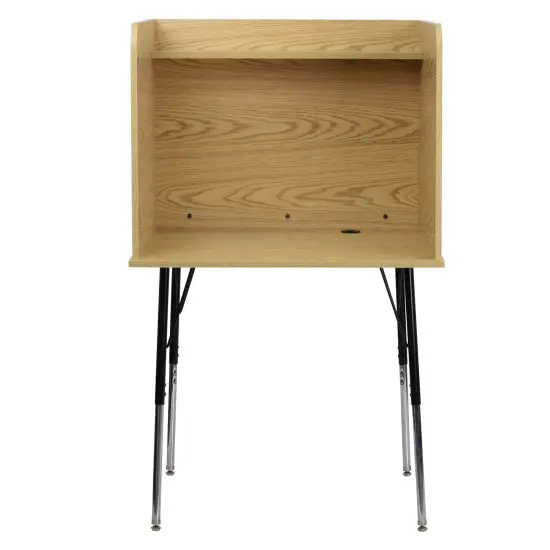 Emma and Oliver Stand-Alone Study Carrel with Height Adjustable Legs Oak {3}