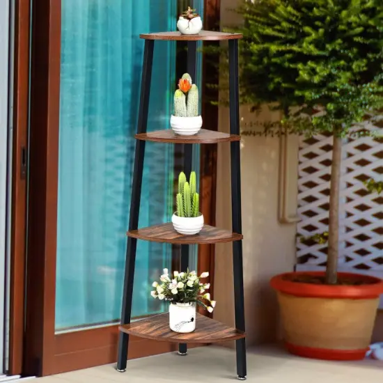 4-Tier Multipurpose Corner Shelf Bookcase {6}
