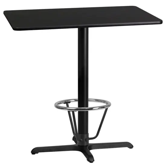 Emma and Oliver 24"x42" Rectangular Laminate Bar Table with 23.5"x29.5" Foot Ring Base Black {1}