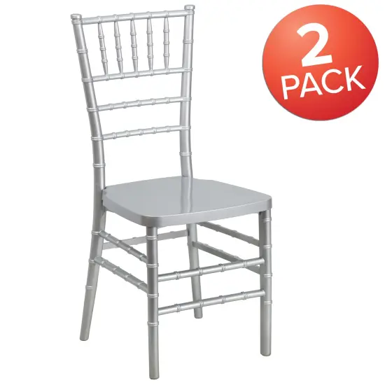 Emma and Oliver 2 Pack PREMIUM Resin Stacking Chiavari Chair Pewter {10}