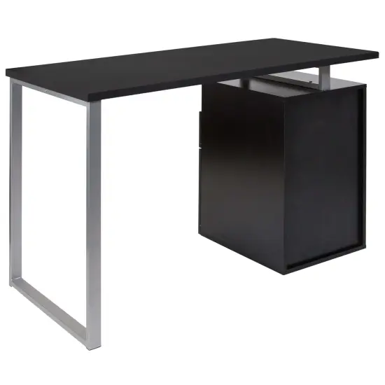 Emma and Oliver Desk with Two Drawers and Metal Frame Dark Ash {4}