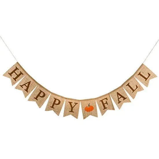 Happy Fall Pumpkin Burlap Banner Harvest Home Decor Bunting Flag Garland Party Thanksgiving Day Decoration {2}