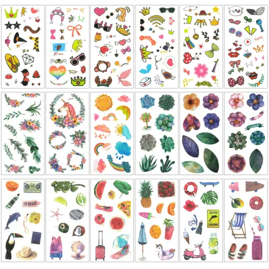 Wrapables Washi Stickers Sets for Scrapbooking, DIY Crafts for Stationery, Diary, Card Making 18, Unicorn & Travel {2}