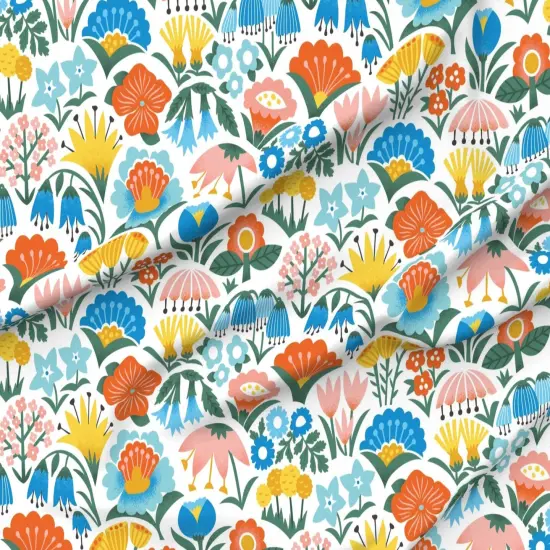 Various Fabrics by the Yard or Fat Quarter Scandinavian Floral Folk Flowers Pink Yellow Blue Garden Botanical Vintage Retro Midcentury Modern Custom Printed Fabric by Spoonflower {6}
