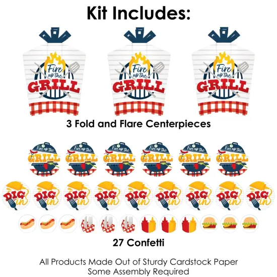 Big Dot of Happiness Fire Up the Grill - Summer BBQ Picnic Party Decor and Confetti - Terrific Table Centerpiece Kit - Set of 30 {4}