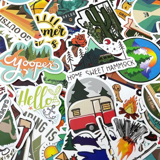Wrapables Waterproof Vinyl Stickers for Water Bottles, Laptop, Phones, Skateboards, Decals for Teens, 100pcs Outdoor Adventures {4}