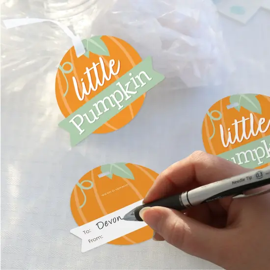 Big Dot of Happiness Little Pumpkin - Fall Birthday Party or Baby Shower Clear Goodie Favor Bags - Treat Bags With Tags - Set of 12 {4}