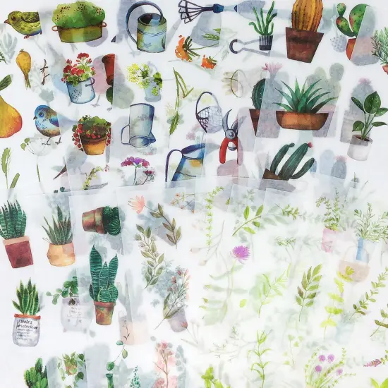 Wrapables Washi Stickers Sets for Scrapbooking, DIY Crafts for Stationery, Diary, Card Making 18, Cactus & Flowers {6}