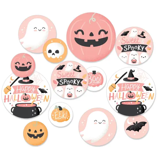 Big Dot of Happiness Pastel Halloween - Pink Pumpkin Party Giant Circle Confetti - Party Decorations - Large Confetti 27 Count {1}