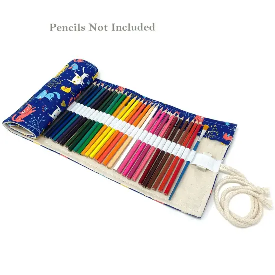 Wrapables Pencil Roll Organizer, Colored Pencil Wrap Pouch (72 slots) Cats Birds {4}