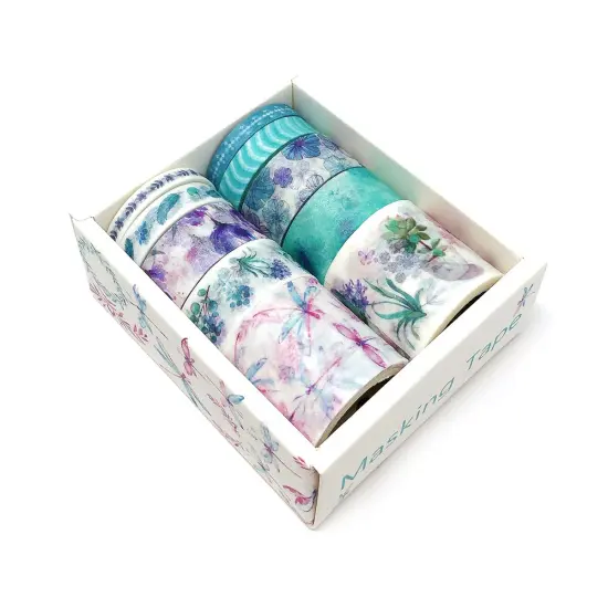 Wrapables Decorative Washi Tape Box Set (10 Rolls) Purple Floral {2}
