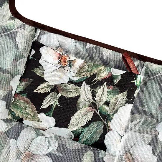 Wrapables Large & Small Foldable Tote Nylon Reusable Grocery Bags, Set of 2 White Pansies {4}