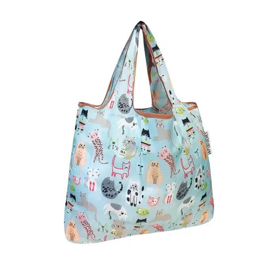 Wrapables Small Foldable Tote Nylon Reusable Grocery Bags Cool Cats {1}