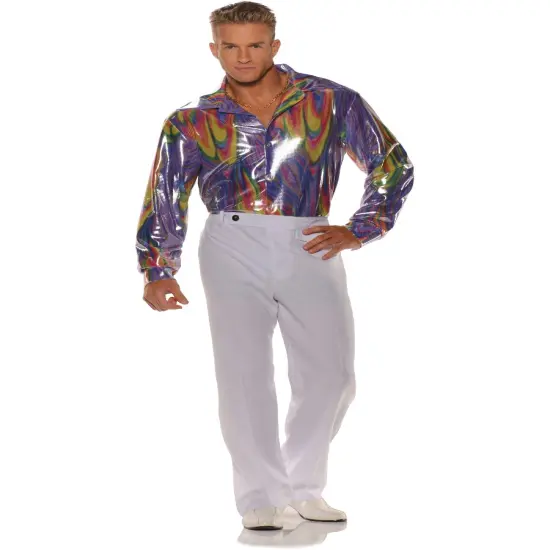 Men's 70s Multi-Color Disco Costume Shirt {1}