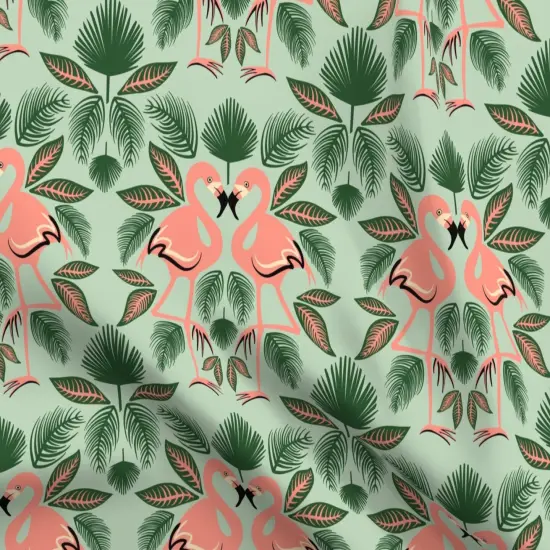 Various Fabrics by the Yard or Fat Quarter Flamingo Palm Leaves Green Pink Tropics Island Custom Printed Fabric by Spoonflower {5}