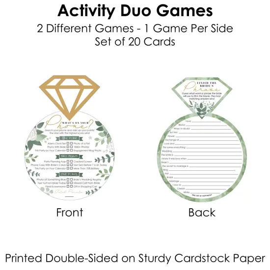 Big Dot of Happiness Boho Botanical Bride - 2-in-1 Greenery Bridal Shower and Wedding Party Cards - Activity Duo Games - Set of 20 {6}