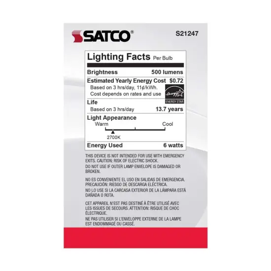 6Pk - Satco 6w G25 Globe Filament LED 2700K Medium Base Dimmable - 60w equiv Warm White {6}