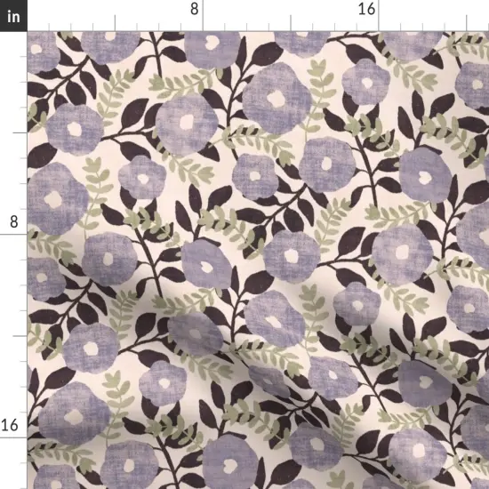 Various Fabrics by the Yard or Fat Quarter Purple Gray Florals Lavender Leaves Beige Cream Nature Botanical Faux Textured Look Custom Printed Fabric by Spoonflower {2}