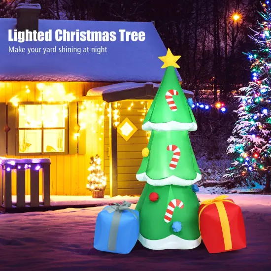 Costway 6FT Inflatable Christmas Tree w/ Gift Boxes Blow Up Lighted Outdoor Decoration {2}