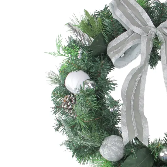 Northlight Bow and Pine Cone Artificial Christmas Wreath - 24" - Unlit Green {3}