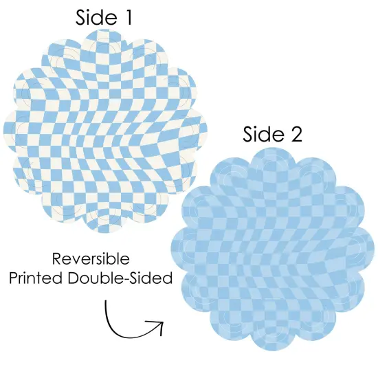 Big Dot of Happiness Blue Checkered Party - Round Table Decorations - Paper Chargers - Place Setting For 12 {4}