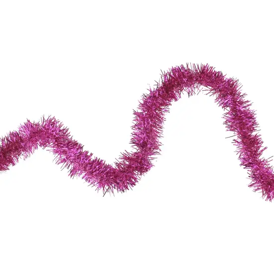 Northlight Shiny Traditional Tinsel Commercial Christmas Garland - 50' x 2" - Pink - Unlit {1}
