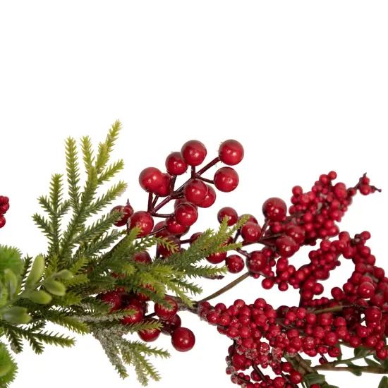 Northlight 5' x 12" Red Berry and Frosted Pine Christmas Garland - Unlit {3}