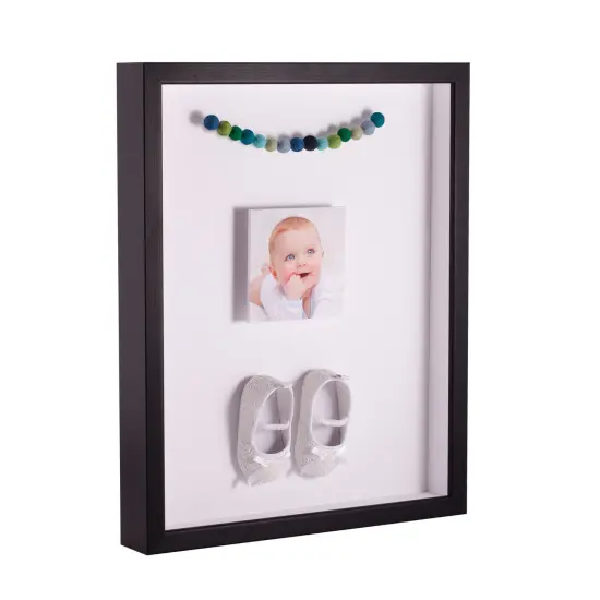ArtToFrames 16x20 Inch Shadow Box Picture Frame, with a Satin Black Tall 1.00" Wide Shadowbox frame and Super White Mat Backing (4654) {2}