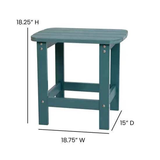Merrick Lane Riviera Poly Resin Indoor/Outdoor All-Weather Adirondack Side Table Sea Foam {5}