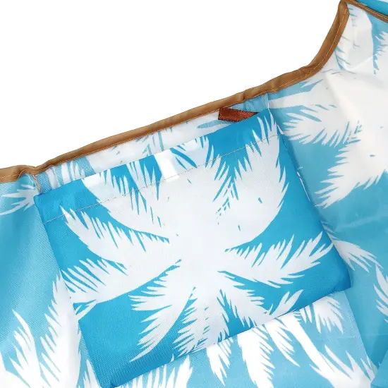 Wrapables Large & Small Foldable Tote Nylon Reusable Grocery Bags, Set of 2 Palm Trees in Blue {4}