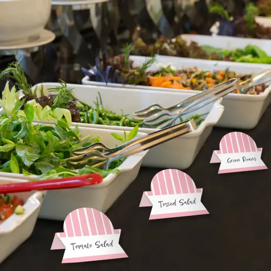 Big Dot of Happiness Pink Stripes - Simple Party Decorations Tent Buffet Card - Table Setting Name Place Cards - Set of 24 {4}