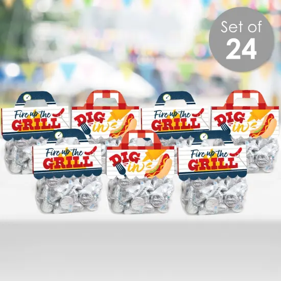 Big Dot of Happiness Fire Up the Grill - DIY Summer BBQ Picnic Party Clear Goodie Favor Bag Labels - Candy Bags with Toppers - Set of 24 {3}