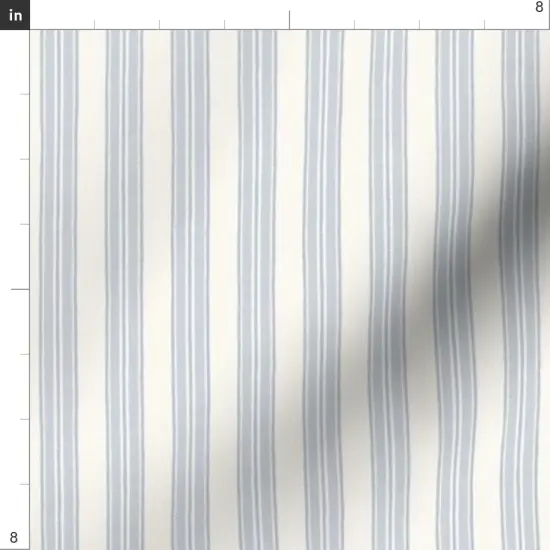 Various Fabrics by the Yard or Fat Quarter Blue Gray Stripe Neutral Small Scale French Ticking Classic Timeless Custom Printed Fabric by Spoonflower {4}