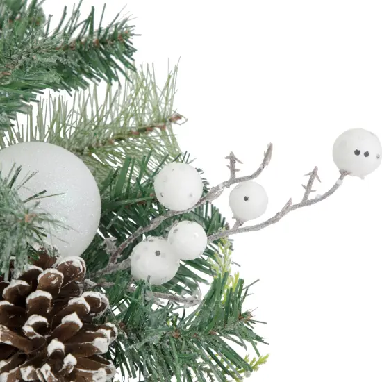 Northlight Green Pine Artificial Christmas Wreath with Berries and Iridescent Ornaments, 24-Inch {3}