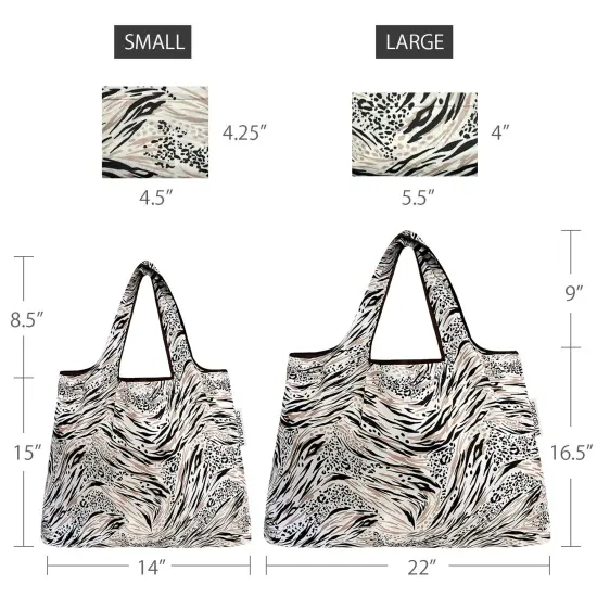 Wrapables Large & Small Foldable Tote Nylon Reusable Grocery Bags, Set of 2 Nature {2}