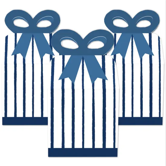 Big Dot of Happiness Navy Stripes - Square Favor Gift Boxes - Simple Party Bow Boxes - Set of 12 {3}