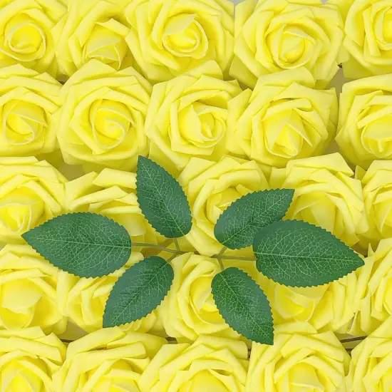Wrapables Artificial Rose Flower, Real Touch Flowers for DIY Wedding Bouquets and Centerpieces Yellow {1}