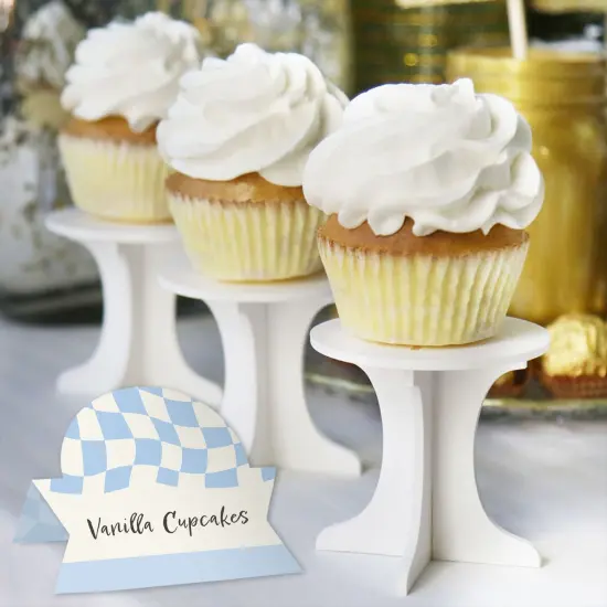 Big Dot of Happiness Blue Checkered Party - Tent Buffet Card - Table Setting Name Place Cards - Set of 24 {6}