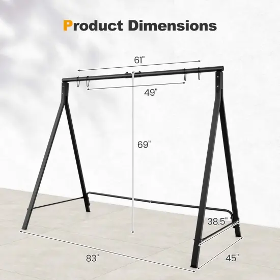 Costway Outdoor Porch Swing Frame Patio Metal Swing Stand with A-Shaped Structure {3}
