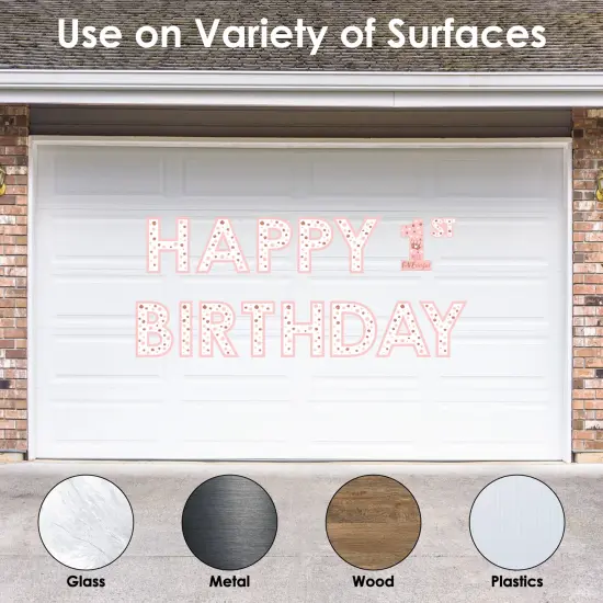 Big Dot of Happiness 1st Birthday Little Miss Onederful - Peel and Stick Girl First Birthday Party Large Banner Wall Decals - Happy Birthday {4}