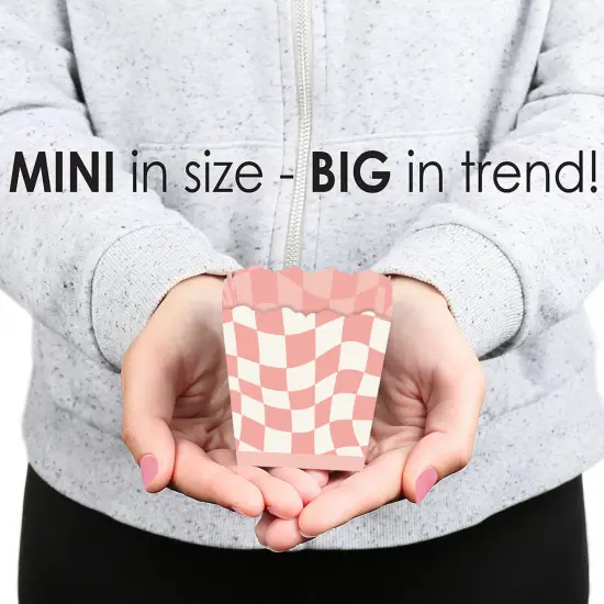 Big Dot of Happiness Pink Checkered Party - Party Mini Favor Boxes - Treat Candy Boxes - Set of 12 {7}