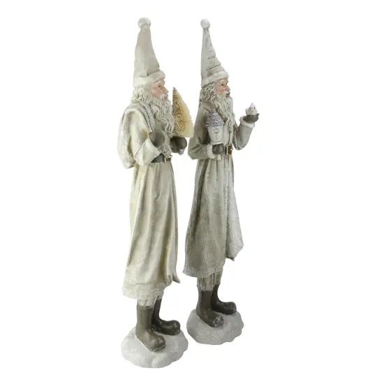 Melrose Set of 2 Beige Old World Santa Claus Christmas Tabletop Figures 25" {3}