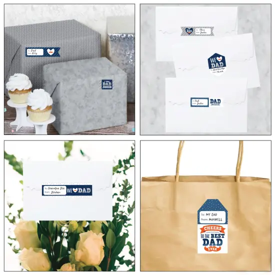 Big Dot of Happiness Happy Father's Day - Assorted We Love Dad Party Gift Tag Labels - To and From Stickers - 12 Sheets - 120 Stickers {7}