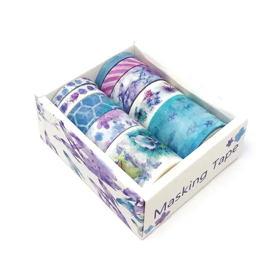 Wrapables Decorative Washi Tape Box Set (10 Rolls) Cool Aquatic {2}