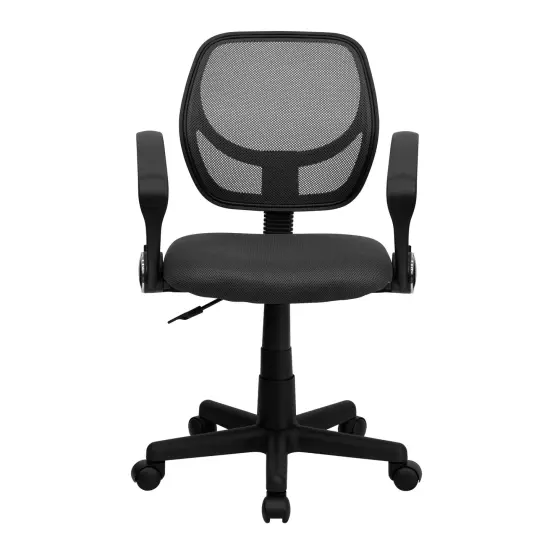 Emma and Oliver Mid-Back Mesh Swivel Task Office Chair with Curved Square Back and Arms Gray {3}
