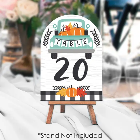 Big Dot of Happiness Happy Fall Truck - Harvest Pumpkin Party Double-Sided 5 x 7 inches Cards - Table Numbers - 1-20 {4}