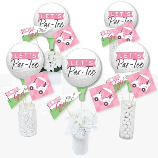 Big Dot of Happiness Golf Girl - Pink Birthday Party or Baby Shower Centerpiece Sticks - Table Toppers - Set of 15 {1}