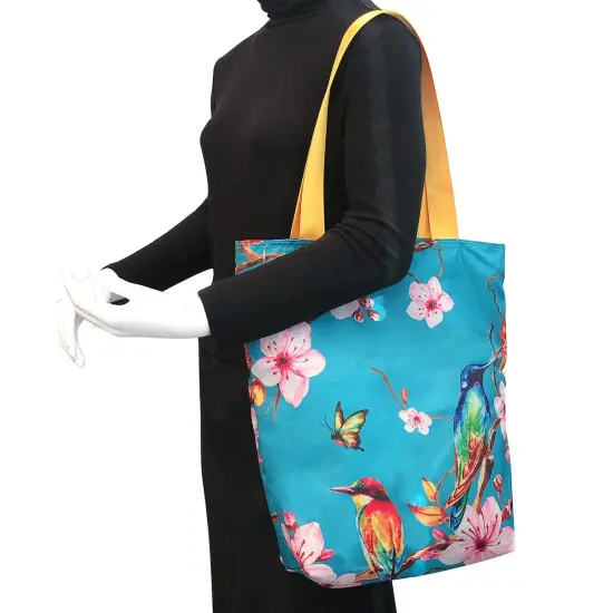 Wrapables Carryall Shopping Travel Tote Bag with Durable Ripstop Polyester - Foldable, Waterproof, and OEKO-TEX Certified Small, CherryBlossom {3}